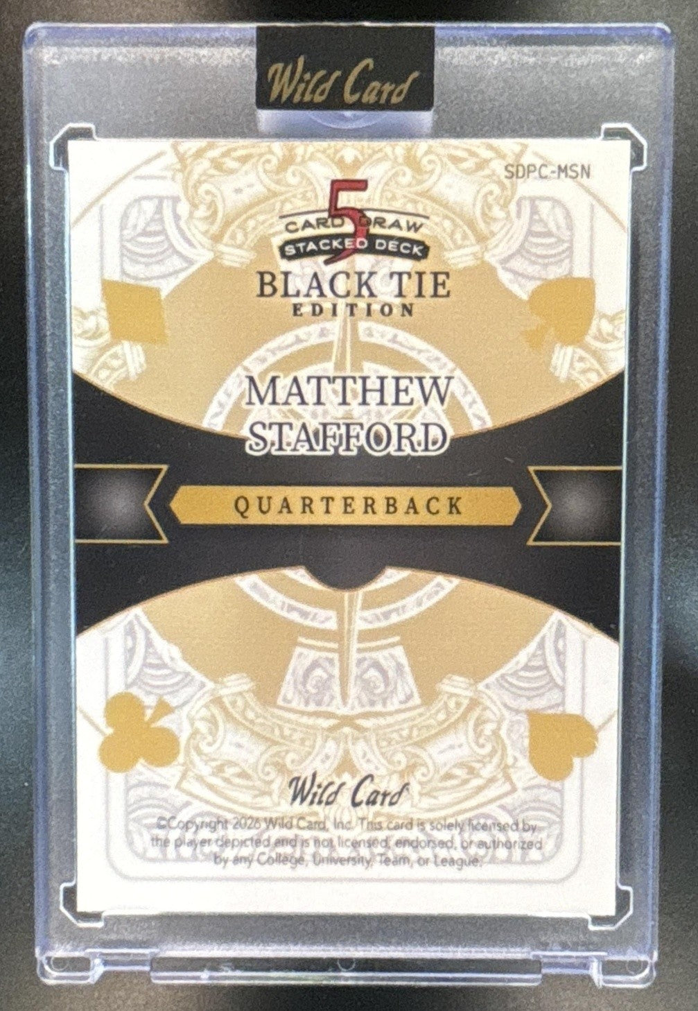 2026 Wild Card 5 Card Draw Stacked Deck Black Tie Edition Matthew Stafford /4 - Sports Cards