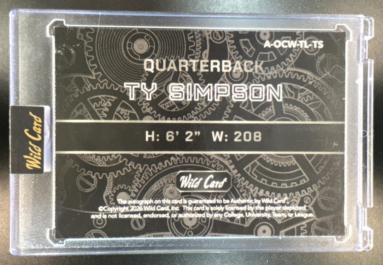2026 Wild Card QB1 On The Clock Ty Simpson Auto 2/2 - Sports Cards