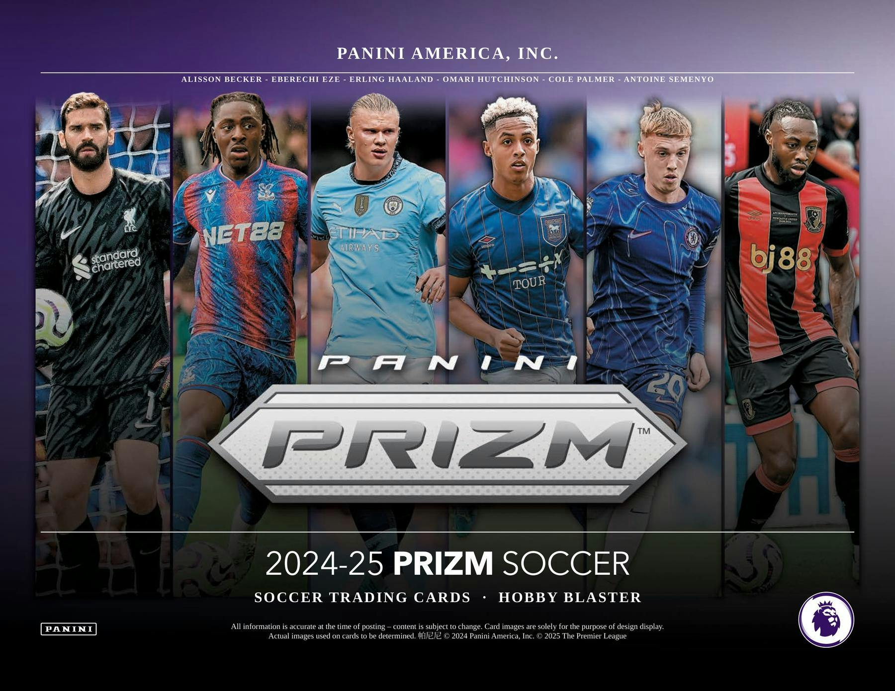 Hobby 2024/25 Panini Prizm Premier League EPL Soccer Hobby Blaster Box (Blue / Orange Inserts)