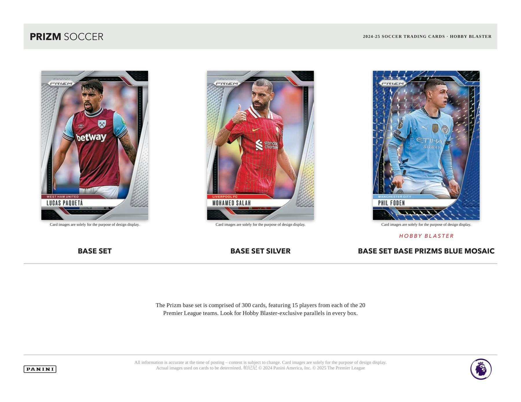 Hobby 2024/25 Panini Prizm Premier League EPL Soccer Hobby Blaster Box (Blue / Orange Inserts)