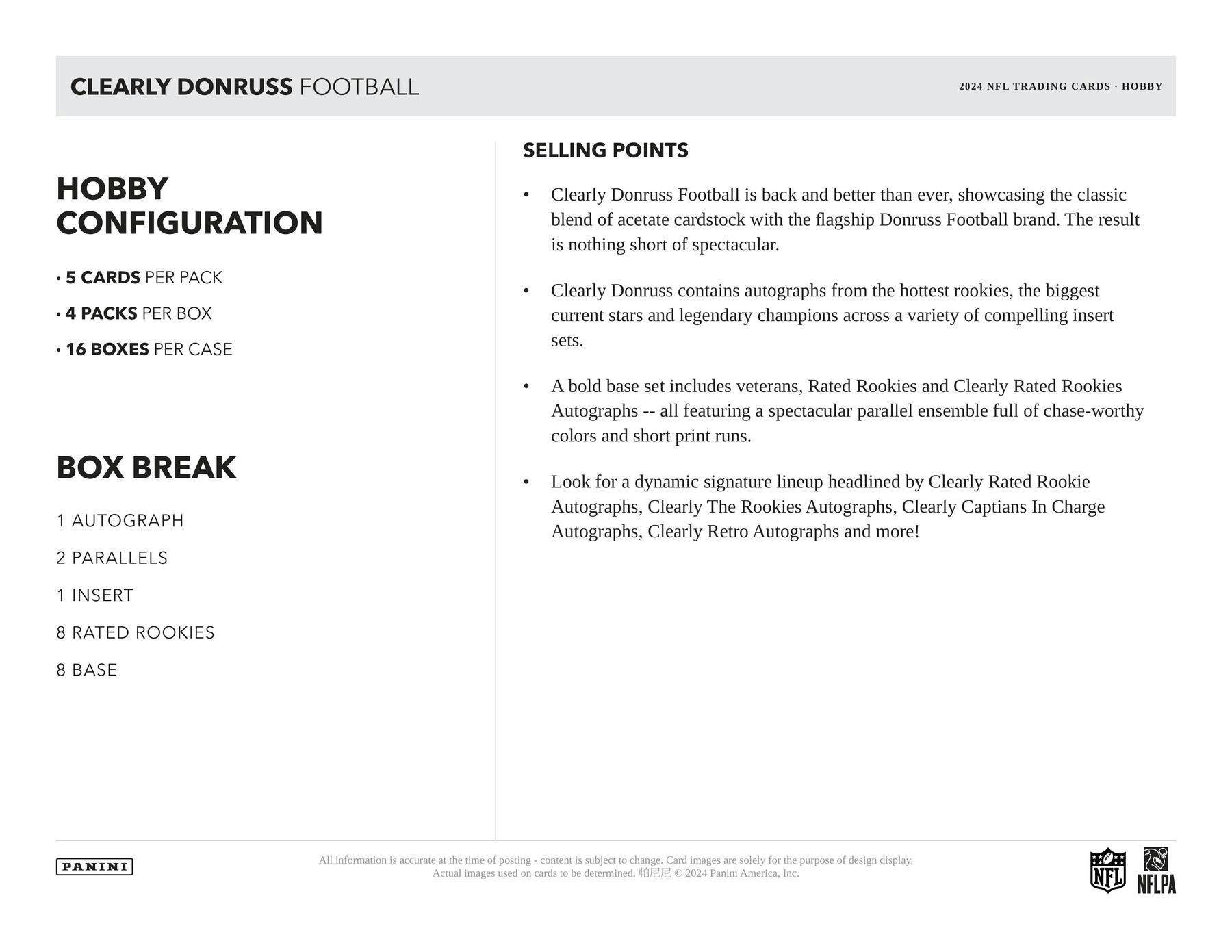 2024 Panini Clearly Donruss Football Hobby Box (1 Auto) Downtown / New Downtown Legends Hunting?