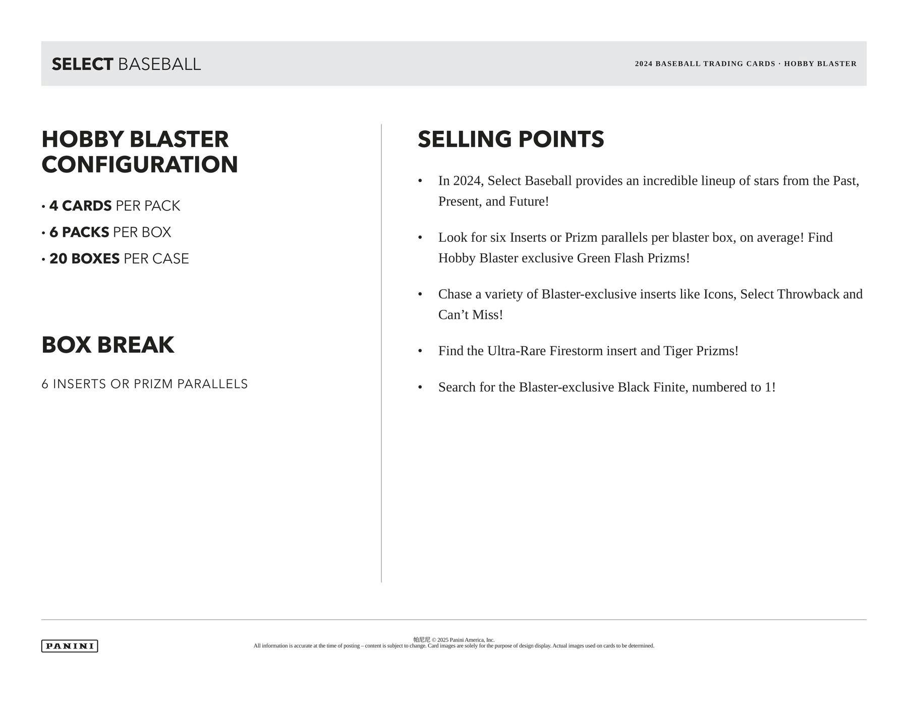 2024 Panini Select Baseball Hobby Blaster Box (1 Auto or Mem) Skenes Merrill