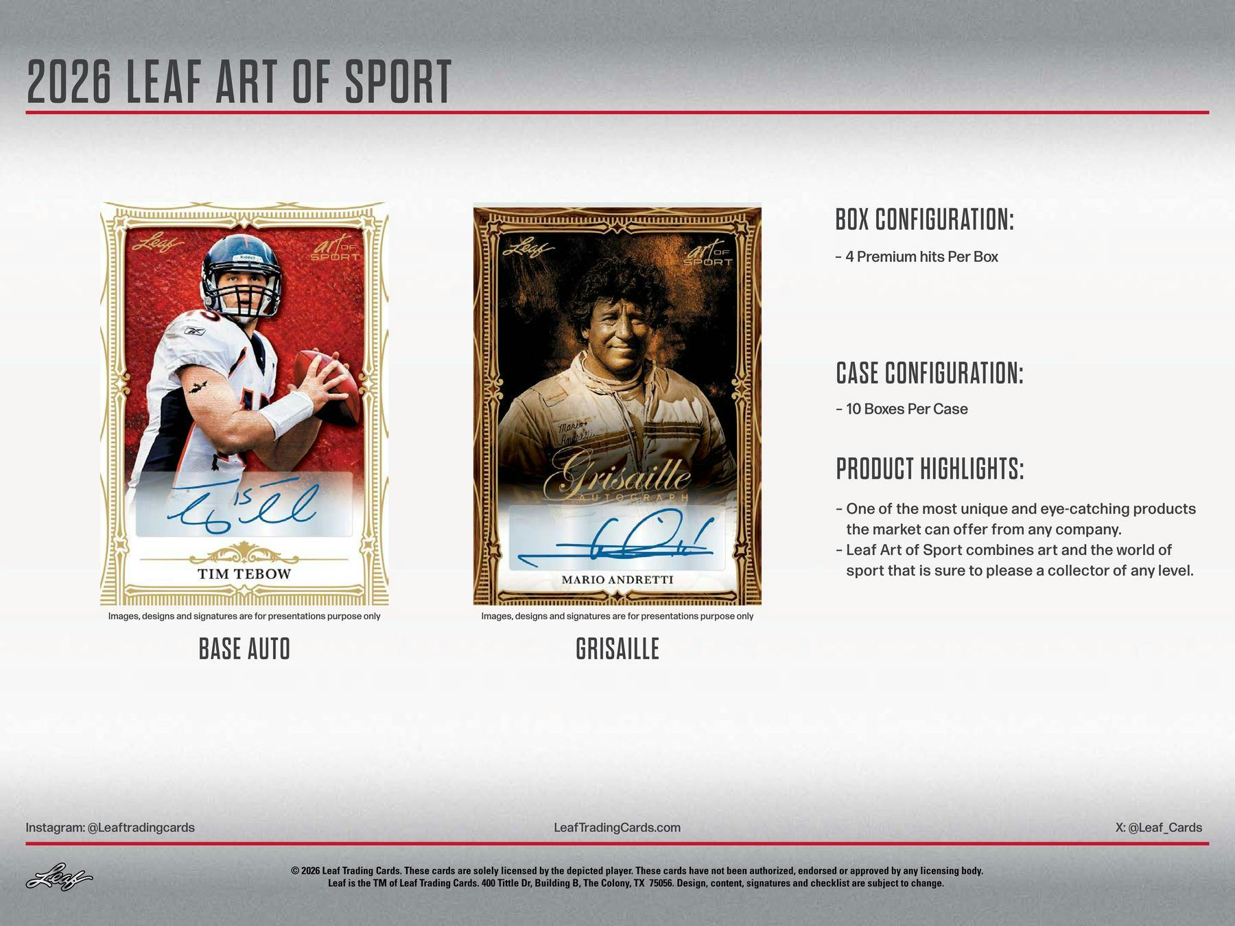 2026 Leaf Art of Sport Hobby Box (4 Premium Hits)