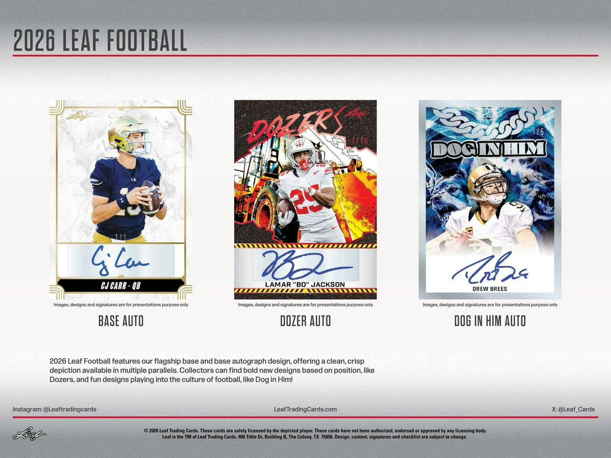 2026 Leaf Football Hobby Box (6 Autos)