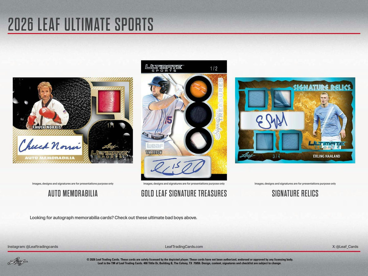 2026 Leaf Ultimate Sports Hobby Box (3 Premium Cards) Multi-Sport