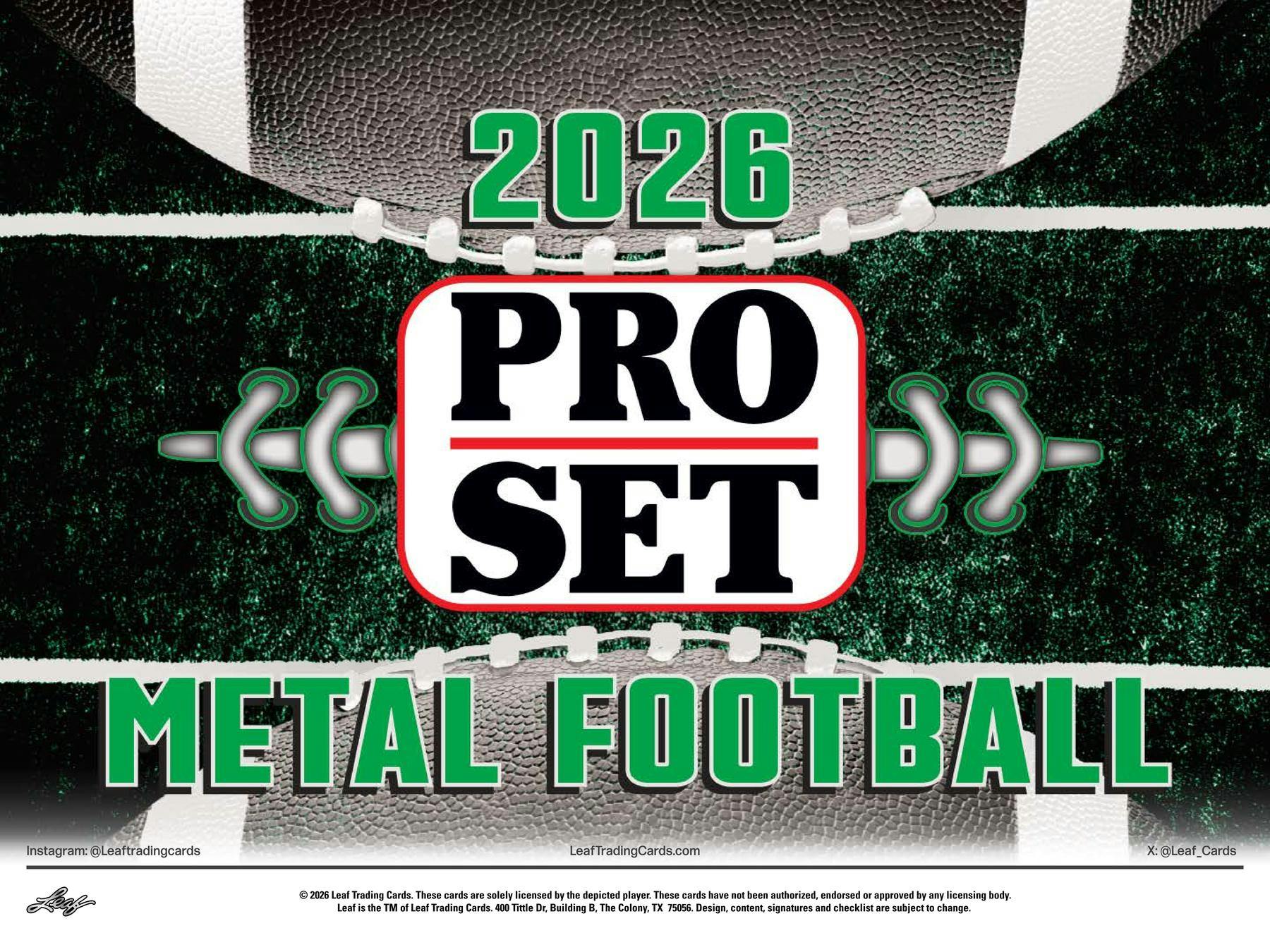 2026 Leaf Pro Set Metal Football Hobby Box (5 Auto)