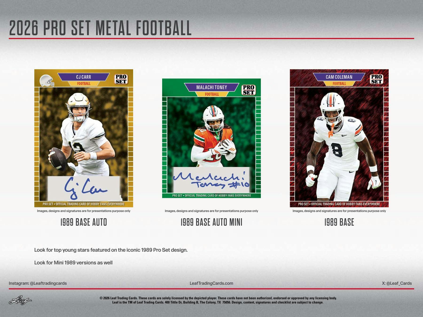 2026 Leaf Pro Set Metal Football Hobby Box (5 Auto)