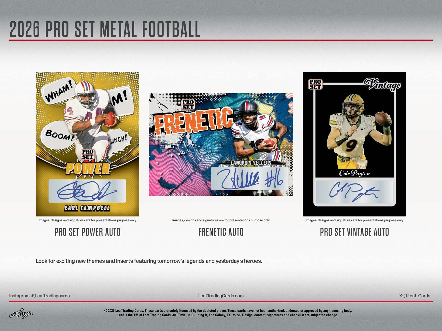 2026 Leaf Pro Set Metal Football Hobby Box (5 Auto)