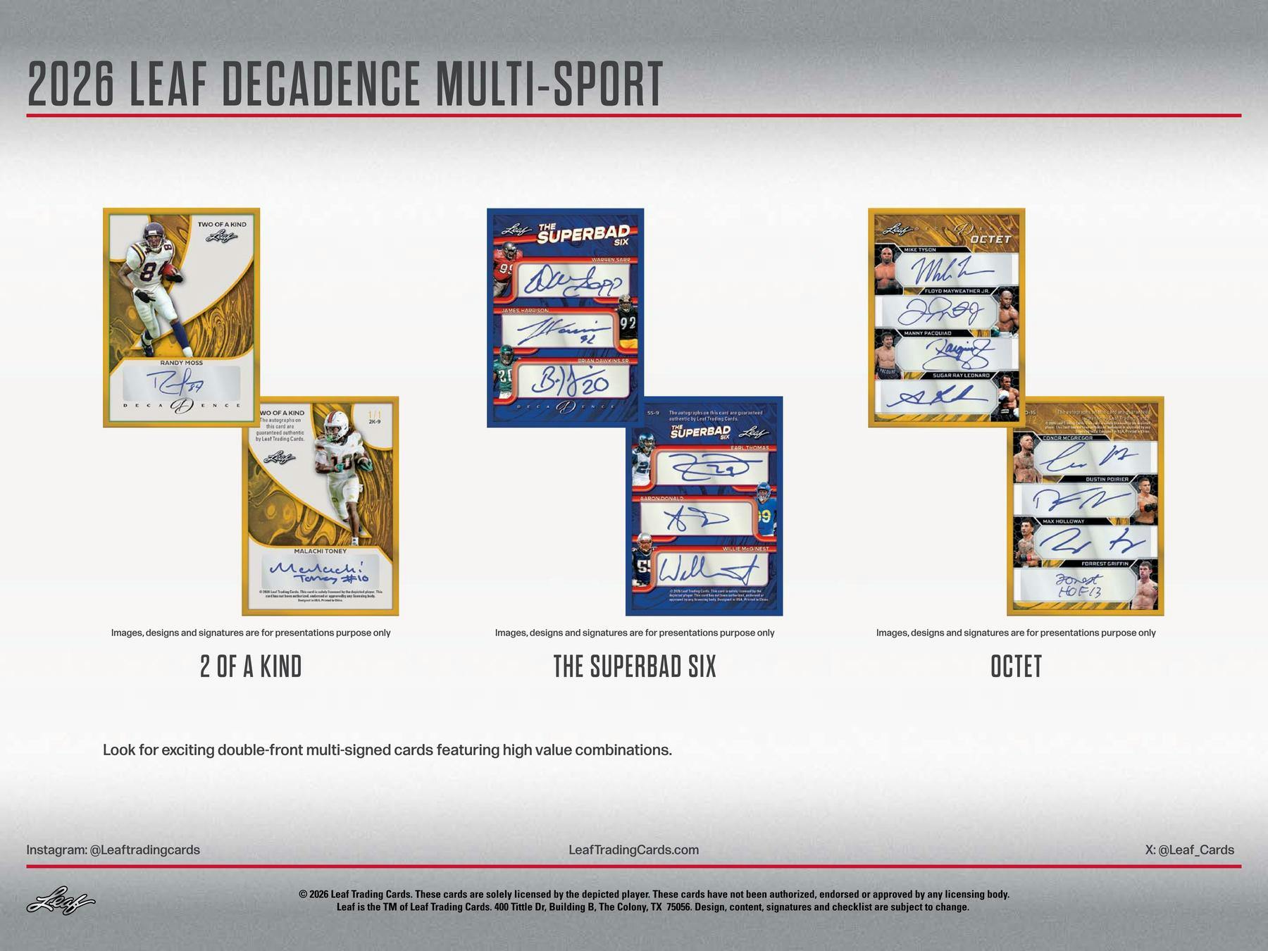 2026 Leaf Decadence Multisport Hobby Box (3 Autograph Cards)
