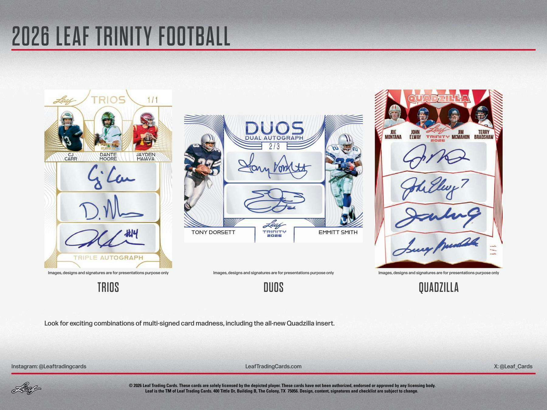 2026 Leaf Trinity Football Hobby Box (7 Auto)