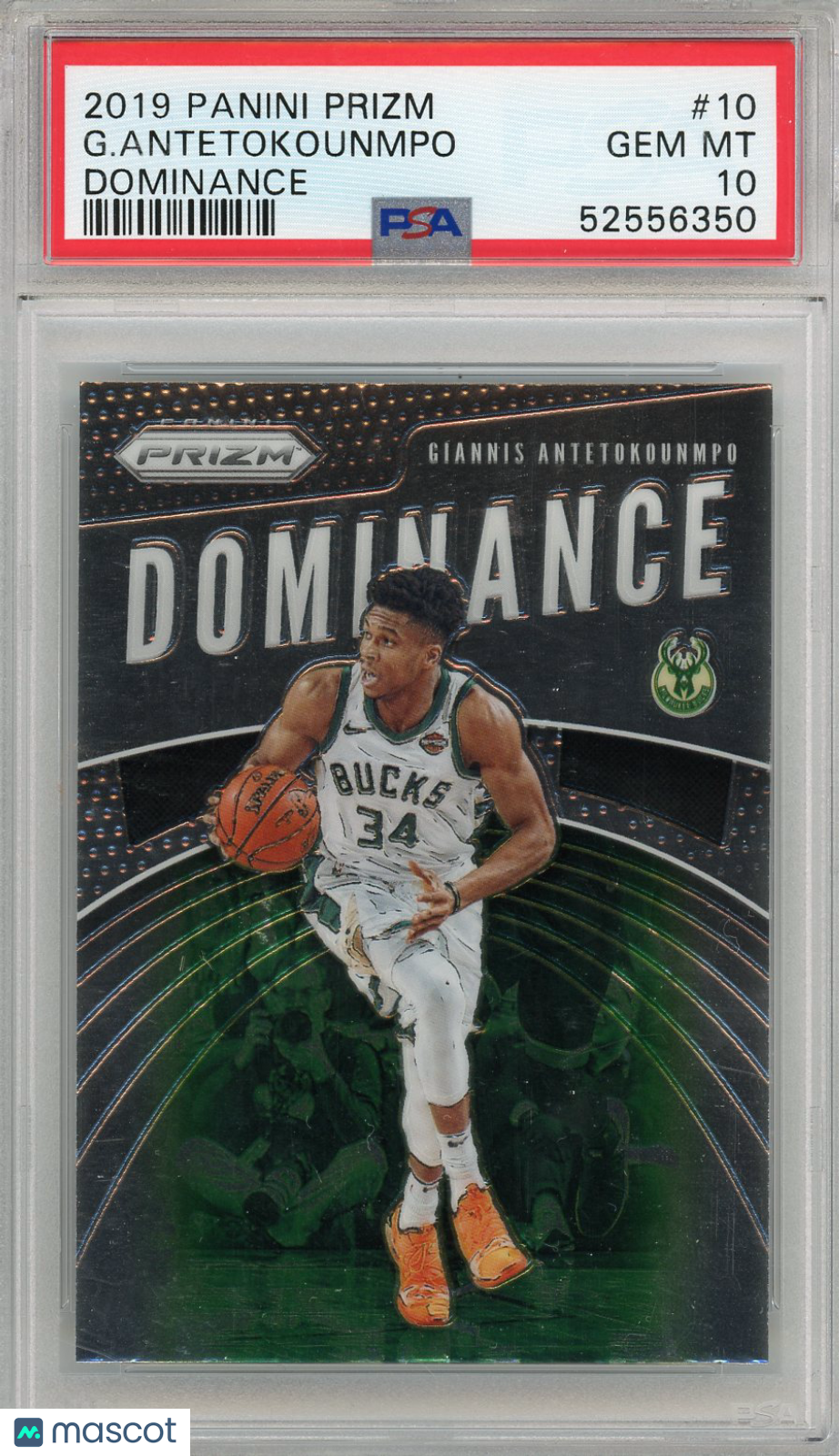 2019 Panini Prizm Dominance G. Antetokounmpo #10 PSA 10