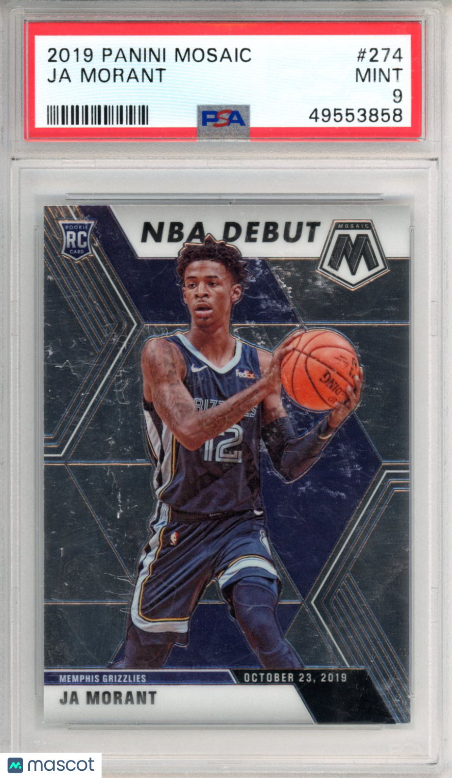 2019 Panini Mosaic Ja Morant Rookie #274 PSA 9 Memphis Grizzlies