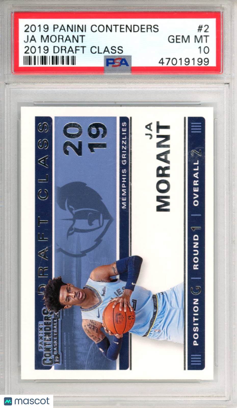 2019 Panini Contenders 2019 Draft Class Ja Morant Rookie #2 PSA 10
