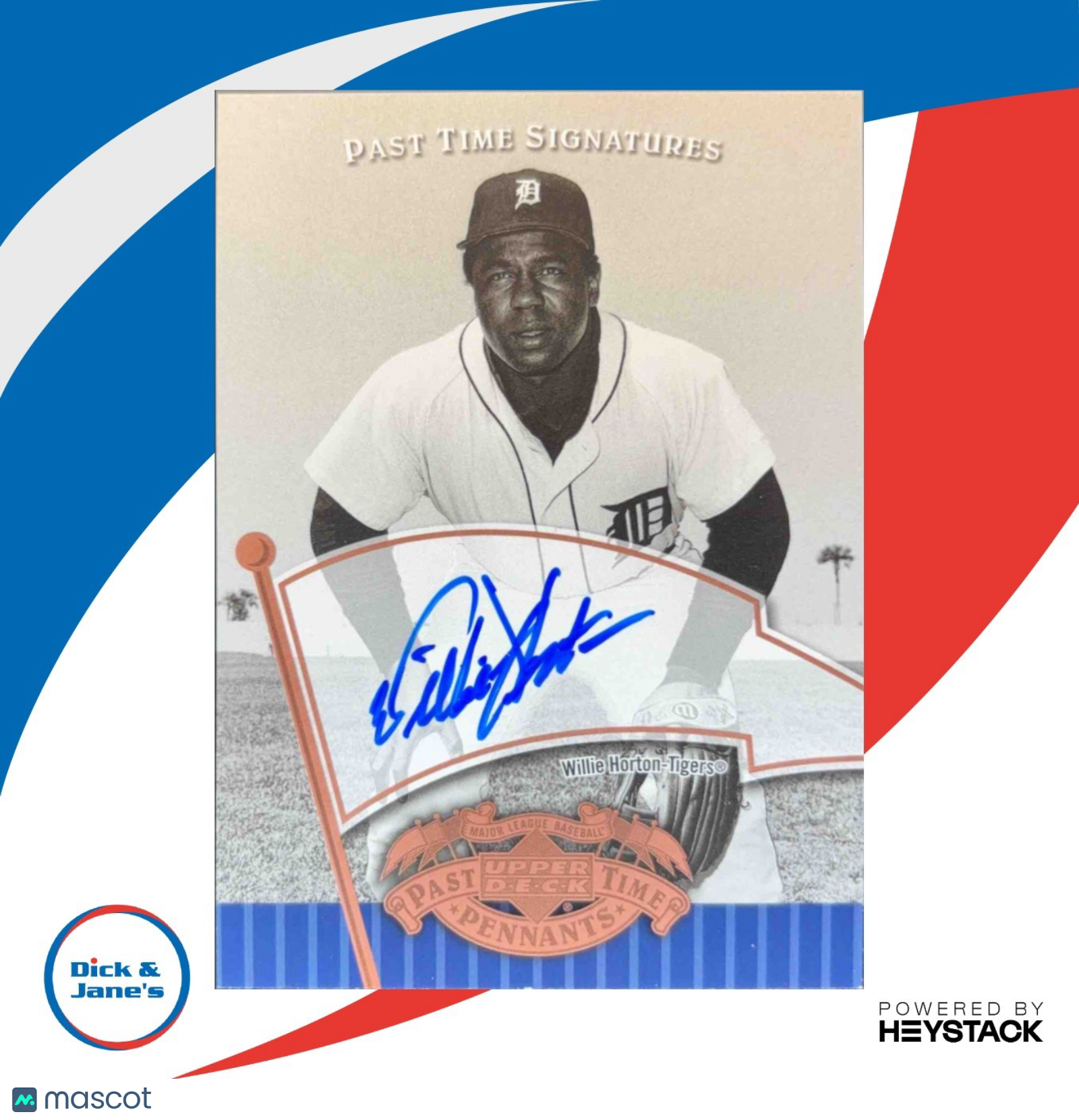 2005 Upper Deck Past Time Pennants Willie Horton Signatures Bronze Auto Tigers