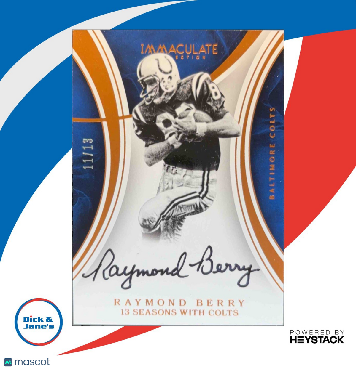 2016 Immaculate Collection Seasons Autographs Raymond Berry /13 Baltimore Colts