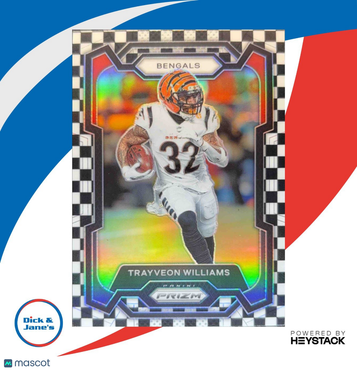 2023 Panini Prizm Trayveon Williams Black and White Checker Cincinnati Bengals