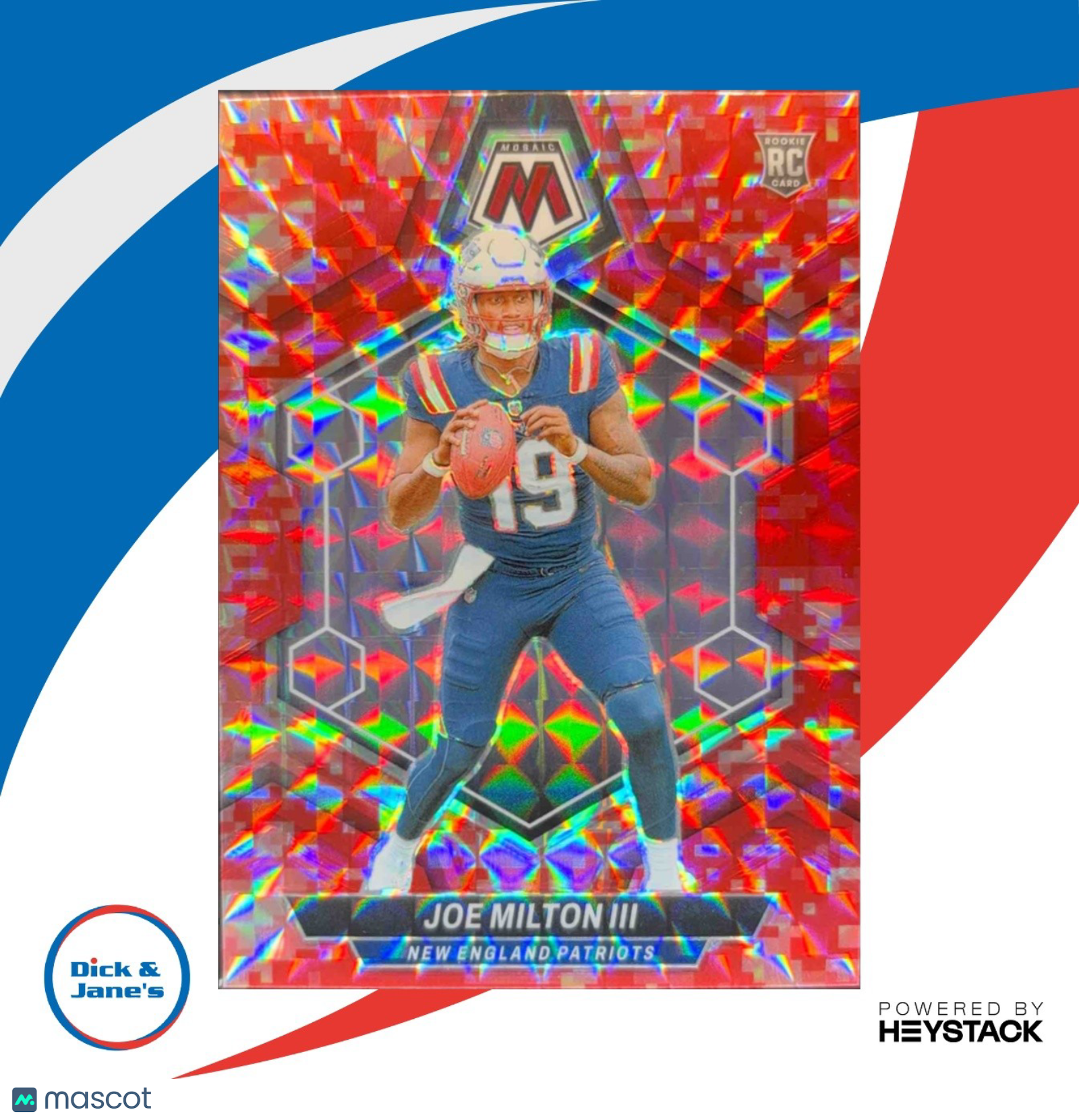 2024 Panini Mosaic Joe Milton III Red Prizm #397 RC New England Patriots