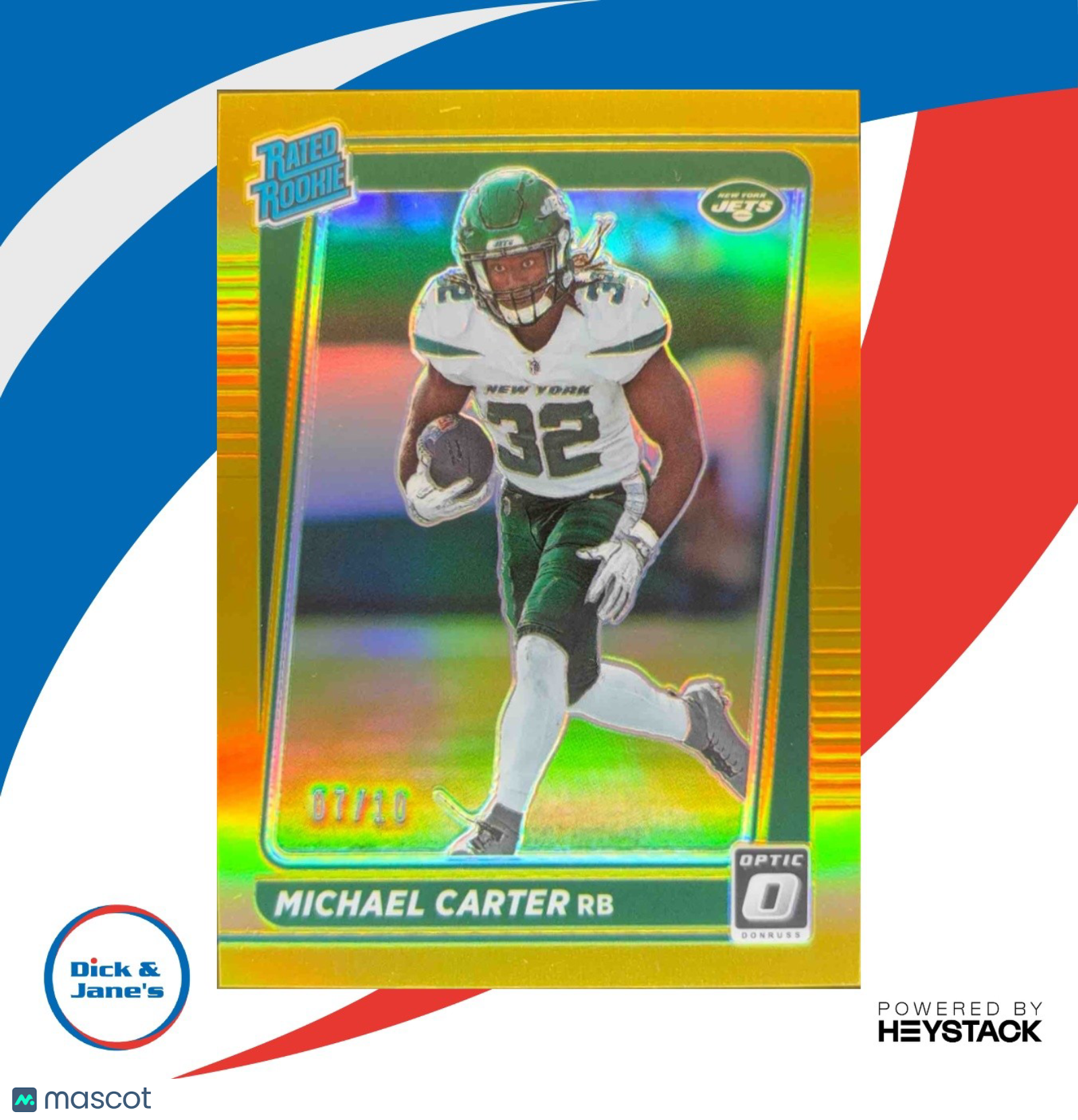 2021 Panini Donruss Optic Michael Carter Gold 7/10 #235 RC New York Jets