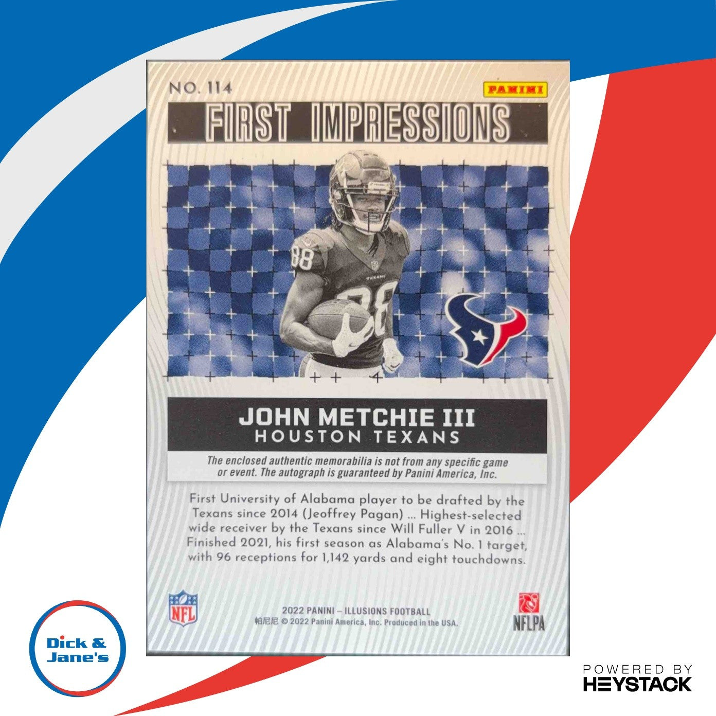 2022 Panini Illusions John Metchie First Impressions Auto Memorabilia Red 66/99
