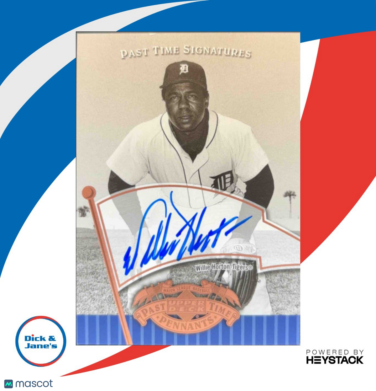 2005 Upper Deck Past Time Pennants Willie Horton Signatures Bronze Auto Tigers