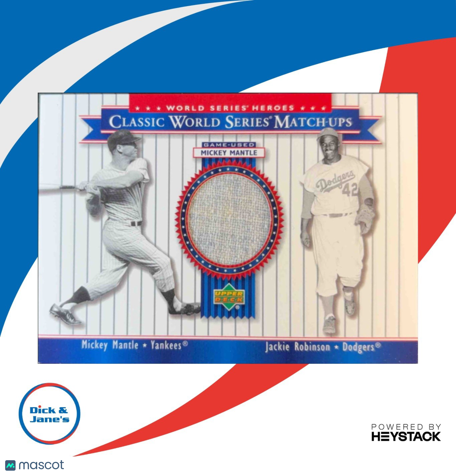 2002 Upper Deck World Series Heroes Classic Mickey Mantle Pants Jackie Robinson