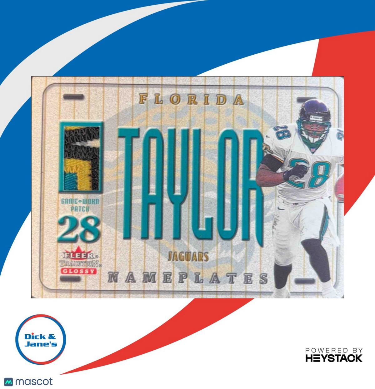 2001 Fleer Tradition Glossy Nameplates Patch Fred Taylor Jacksonville Jaguars