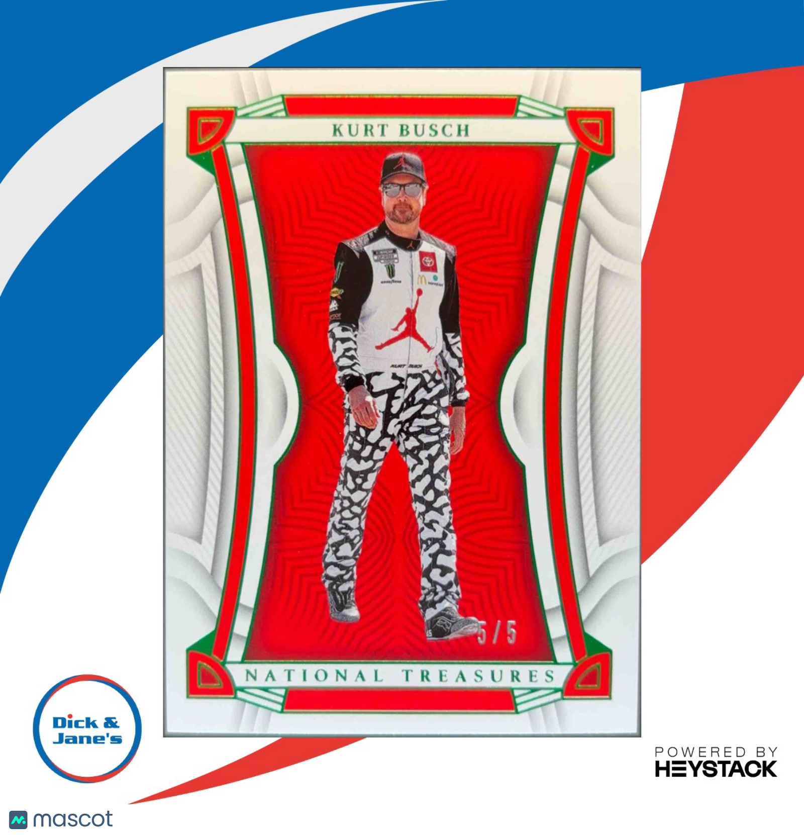 2023 Panini National Treasures Kurt Busch Green /5 #32