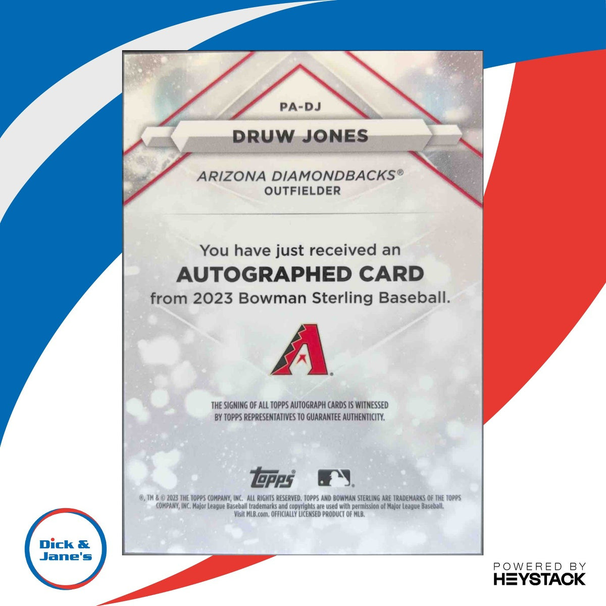 2023 Bowman Sterling Druw Jones Prospect Auto #PA-DJ Arizona Diamondbacks