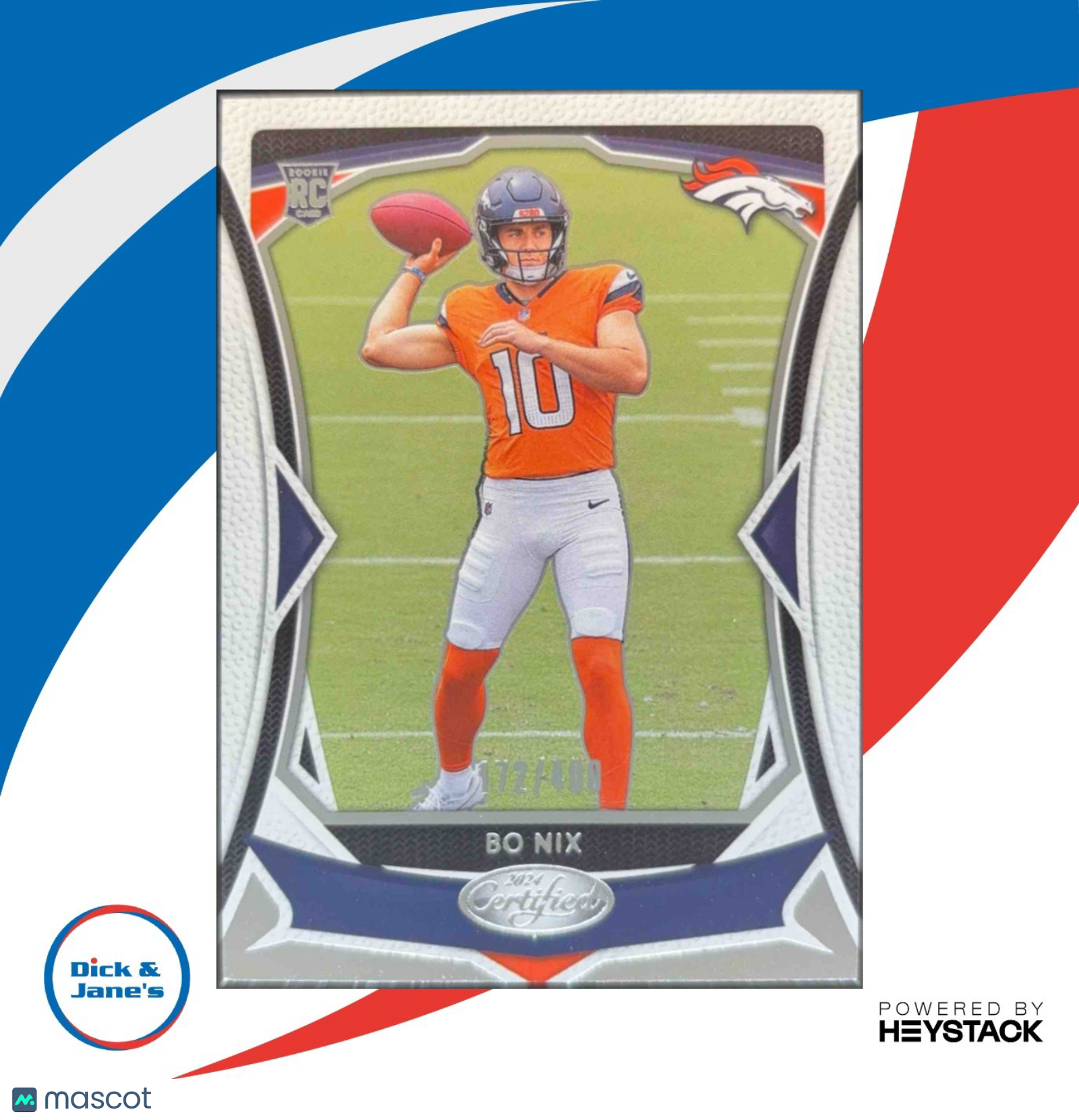 2024 Panini Certified Bo Nix Rookies /400 #109 RC Denver Broncos
