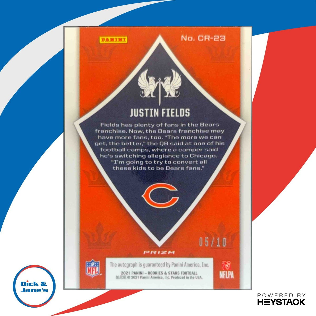 2021 Panini Rookies & Stars Justin Fields Crusade Signatures Longevity 1/10 Auto