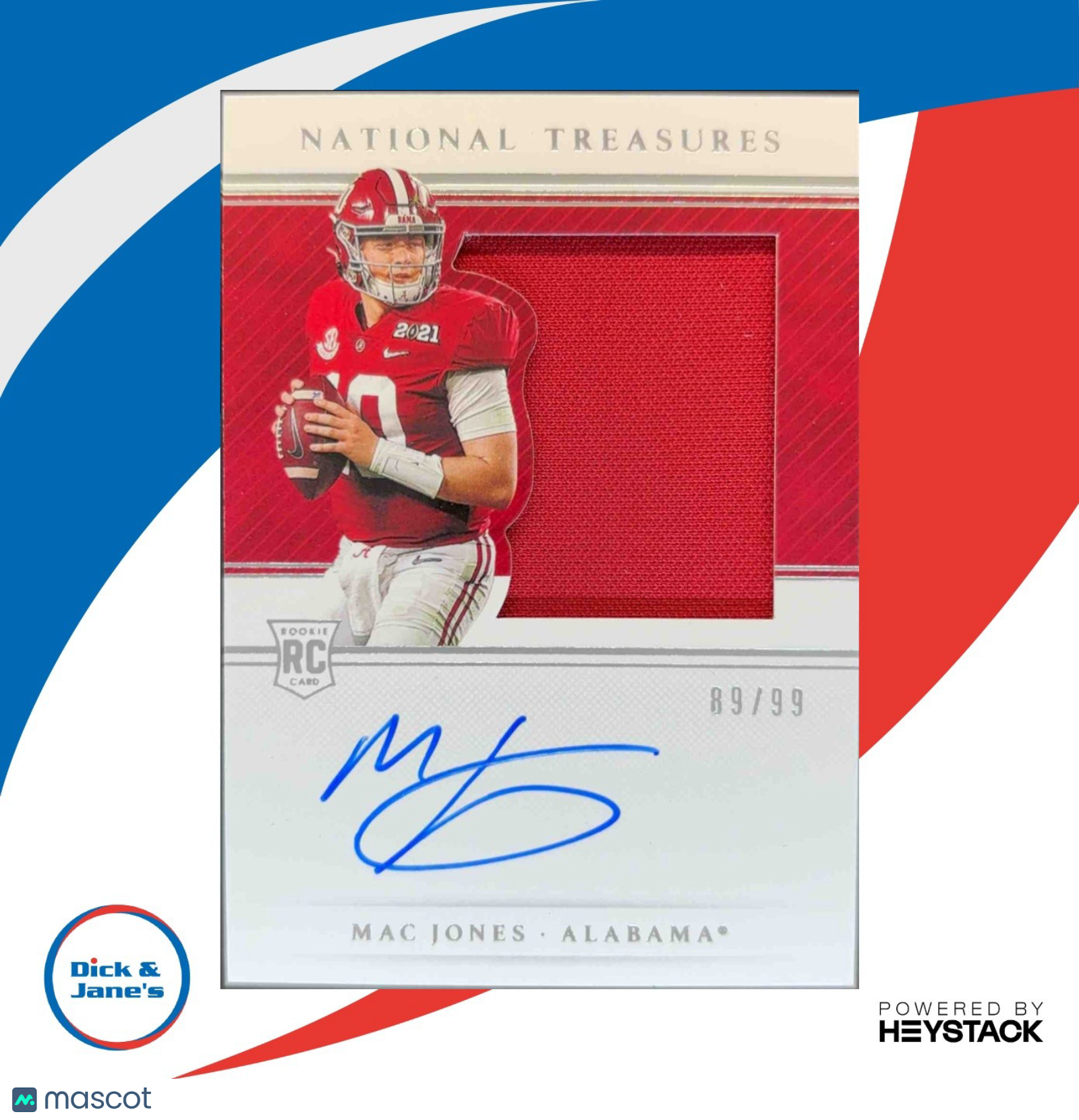 2021 National Treasures Collegiate Mac Jones /99 #102 Memorabilia Auto Alabama