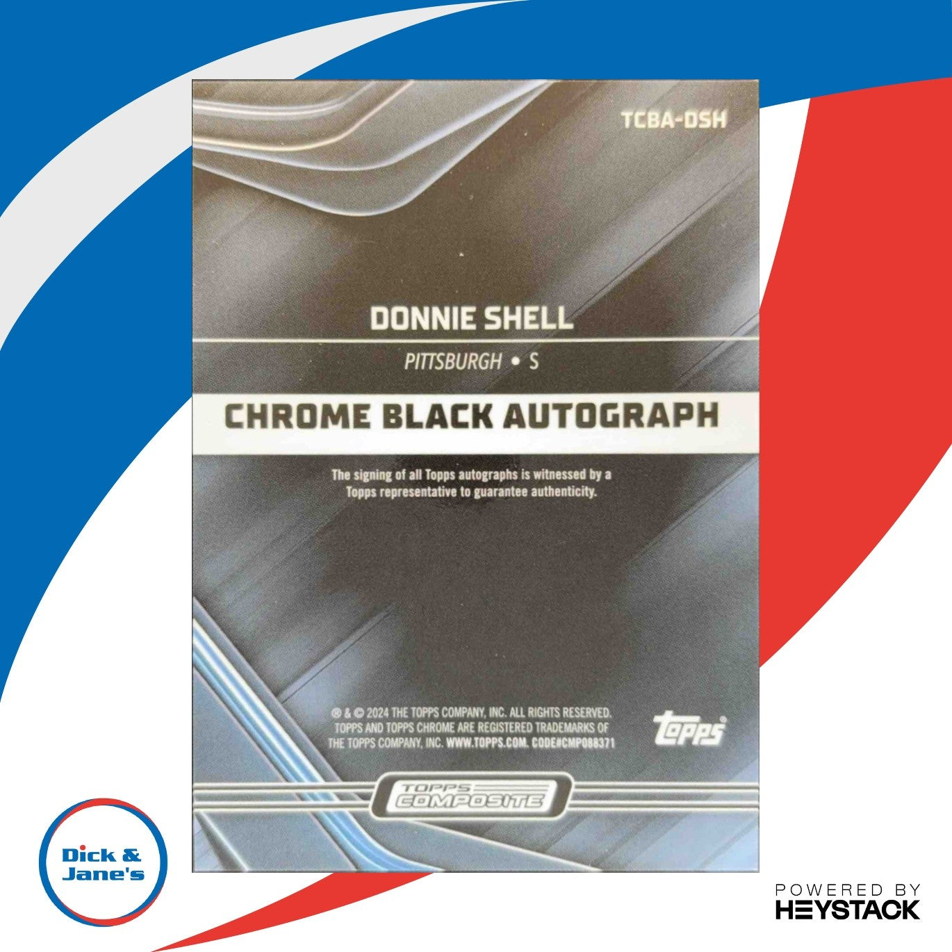 2023 Topps Chrome Donnie Shell Chrome Black Auto Green Refractor 27/99 Steelers