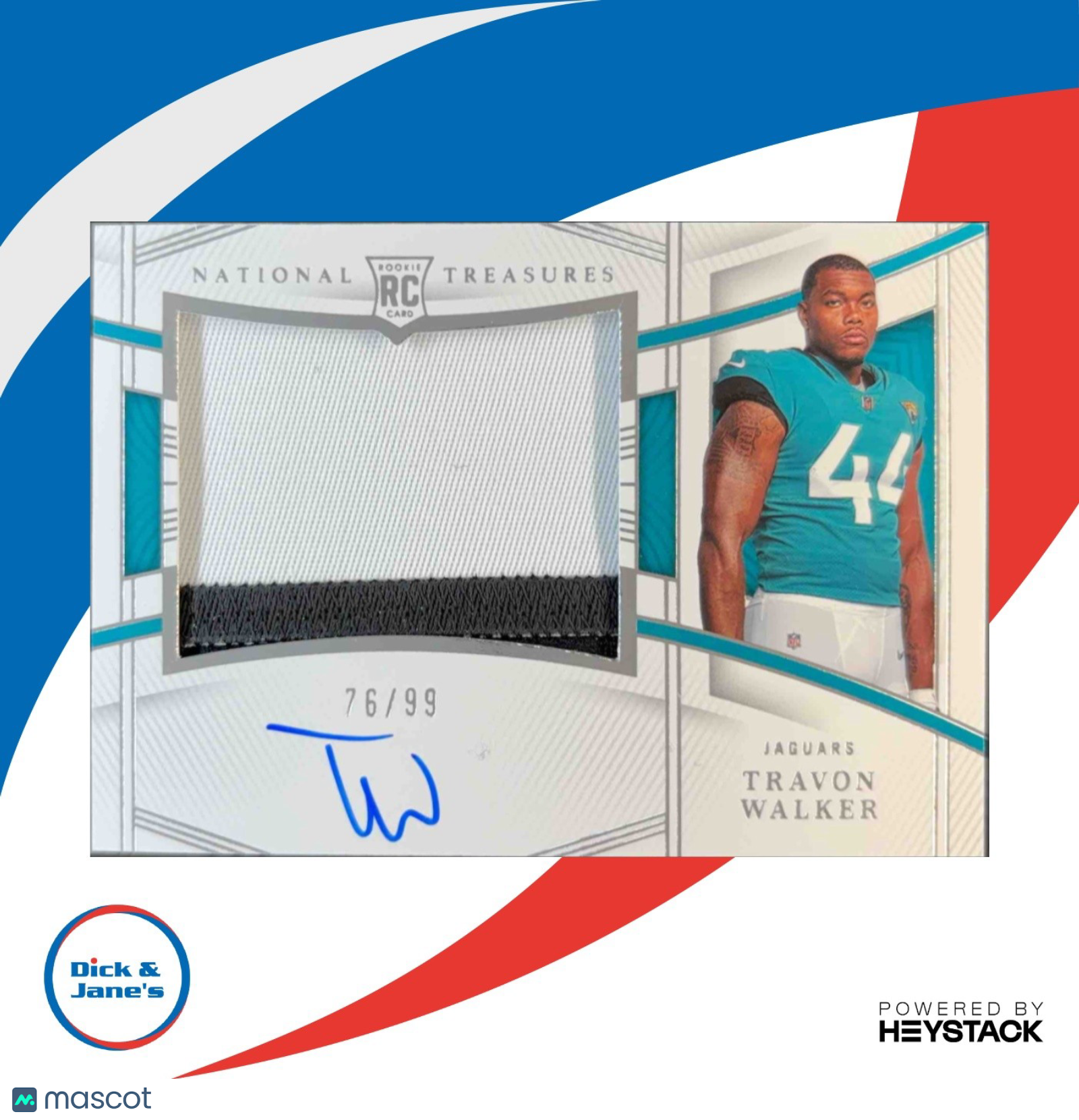 2023 National Treasures Travon Walker RPS 76/99 RMS-TWA Memorabilia Auto Jaguars