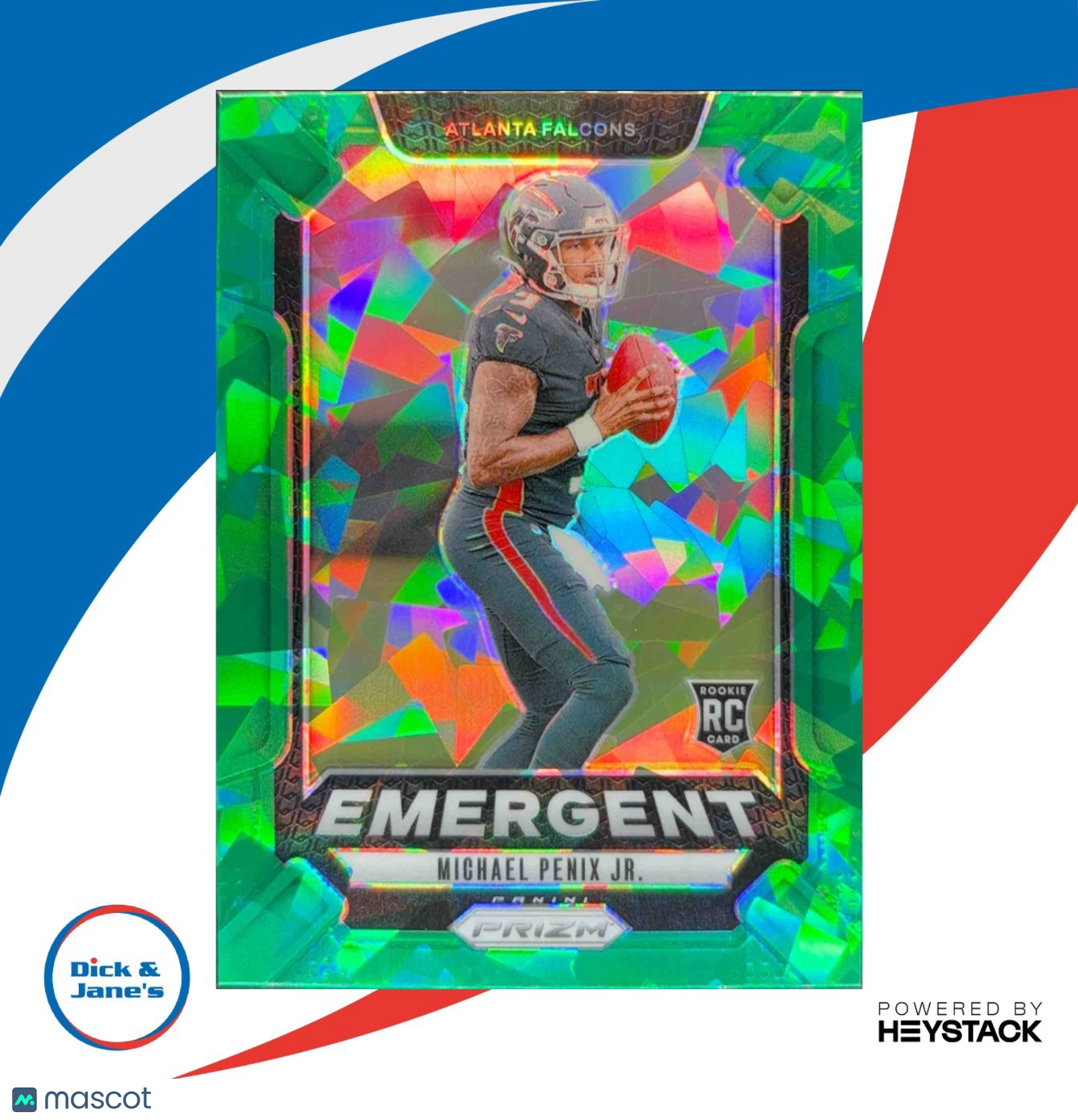 2024 Panini Prizm Michael Penix Jr. Emergent Green Ice #20 RC Atlanta Falcons