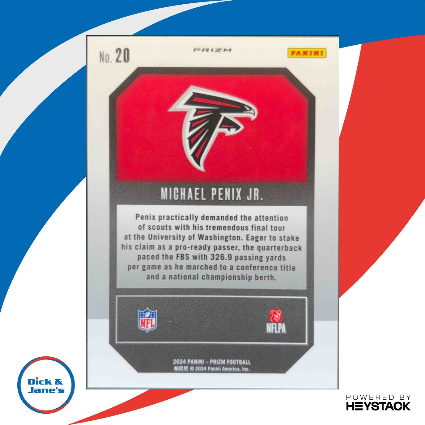 2024 Panini Prizm Michael Penix Jr. Emergent Green Ice #20 RC Atlanta Falcons