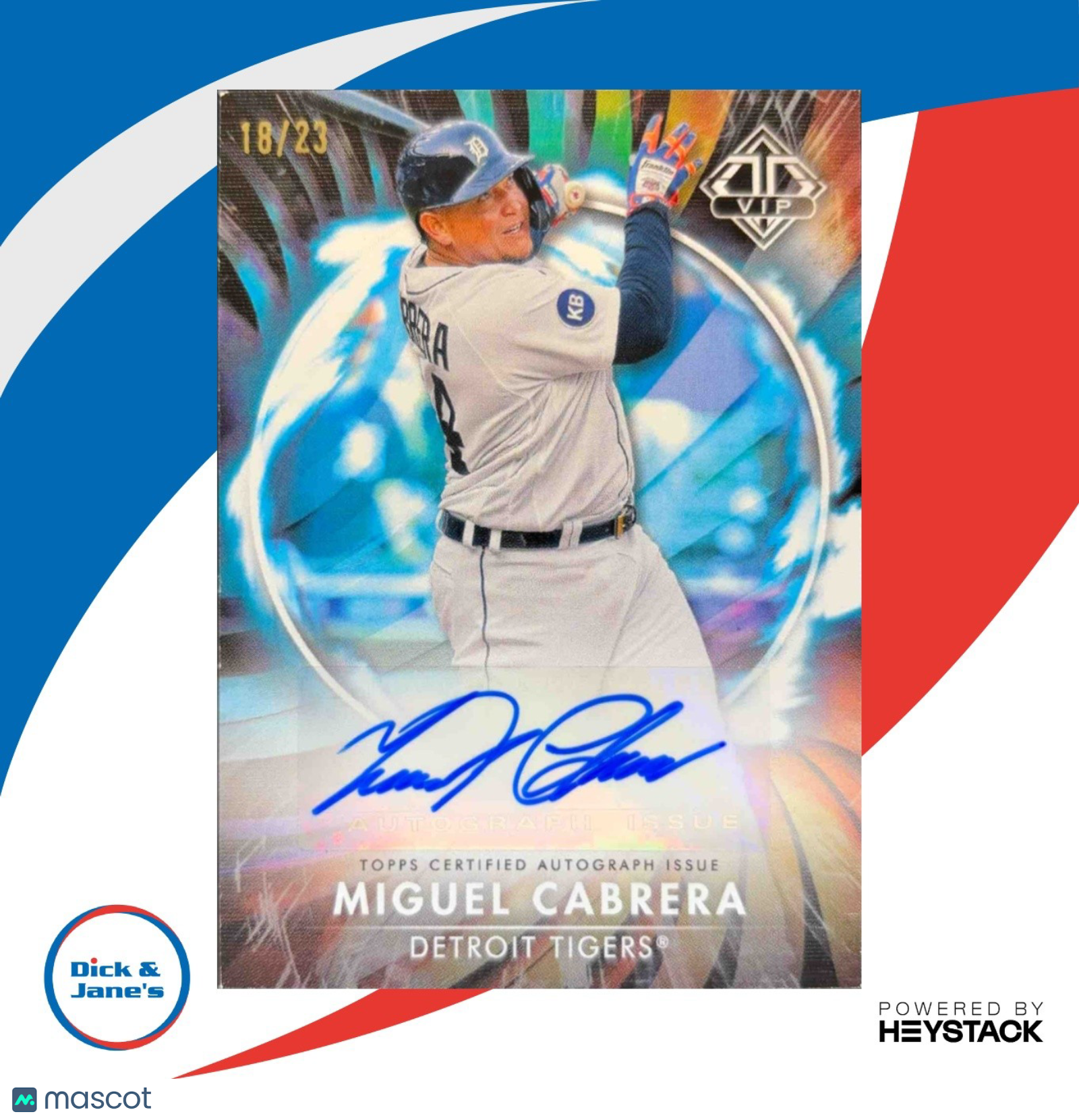 2023 Topps Transcendent VIP Party Miguel Cabrera 18/23 VIPA-MCA Autograph Tigers