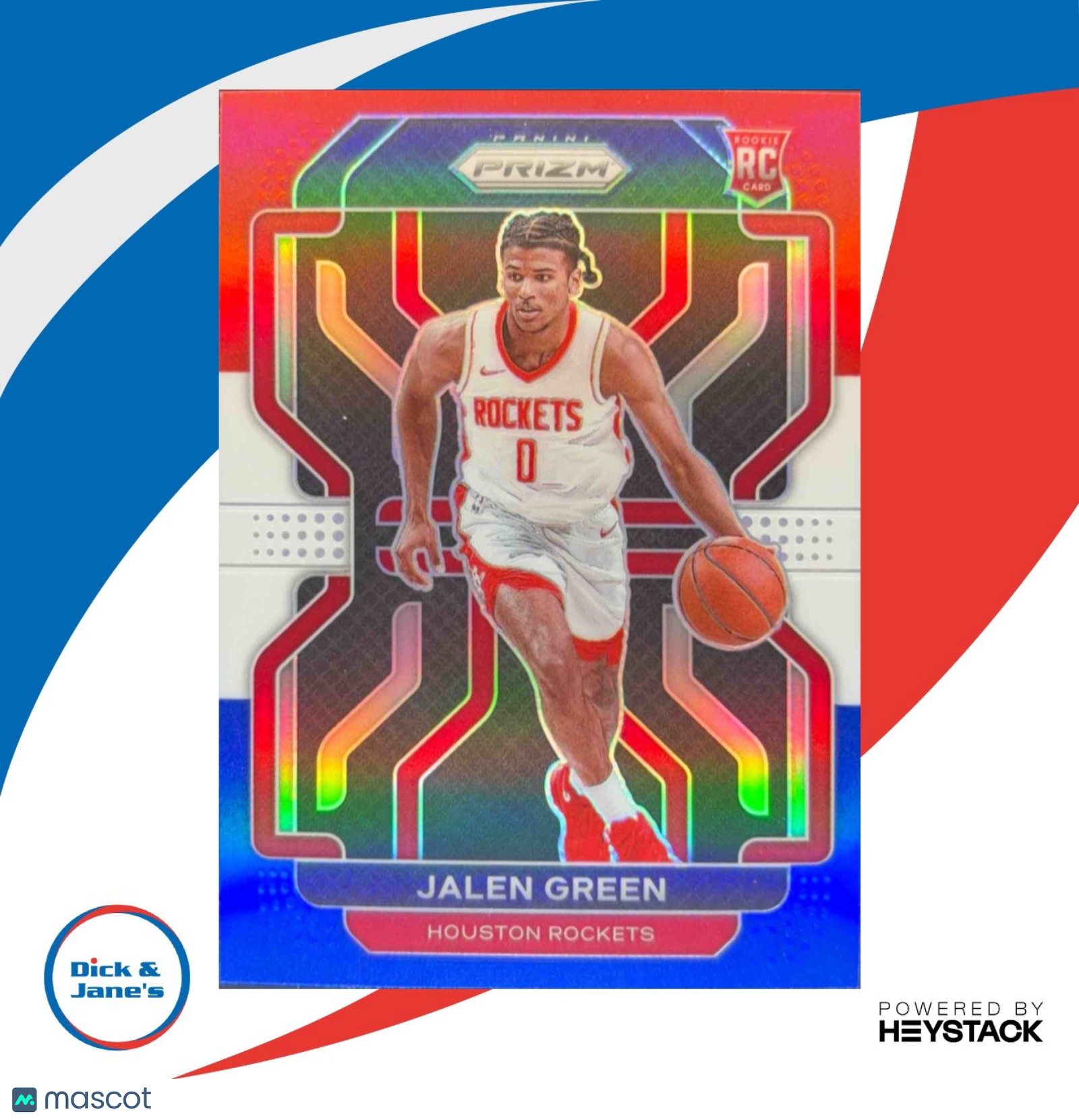 2021-22 Panini Prizm Jalen Green Red White and Blue #306 RC Houston Rockets
