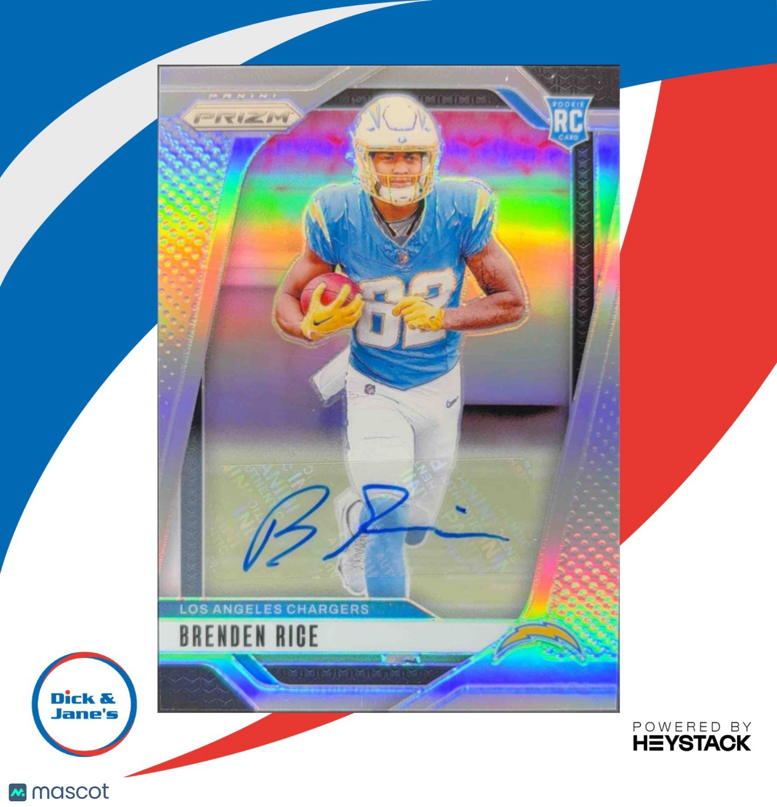 2024 Panini Prizm Brenden Rice Auto Silver #313 RC Los Angeles Chargers