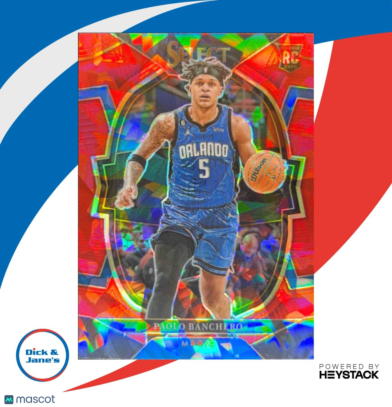 2022-23 Panini Select Paolo Banchero Red Cracked Ice Prizms #72 RC Orlando Magic