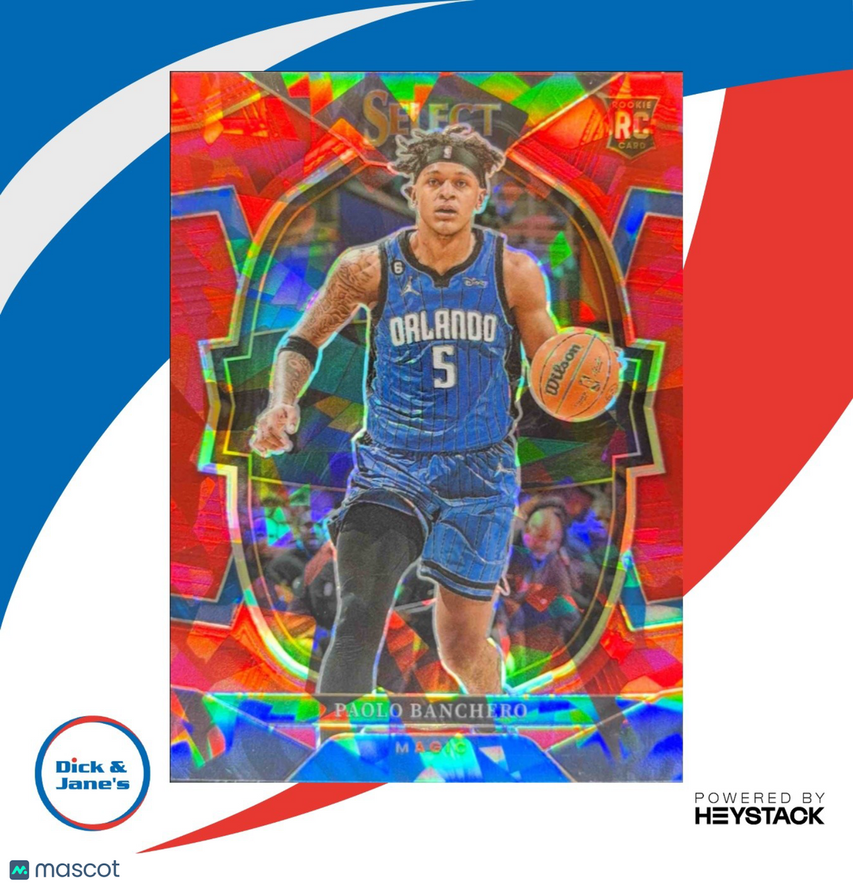 2022-23 Panini Select Paolo Banchero Red Cracked Ice Prizms #72 RC Orlando Magic