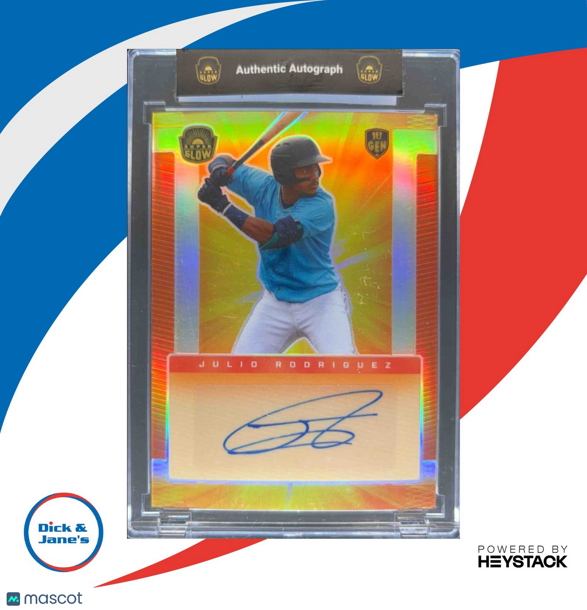 2021 Super Glow Sports Julio Rodriguez Auto Initials Orange /100 #AU-JR
