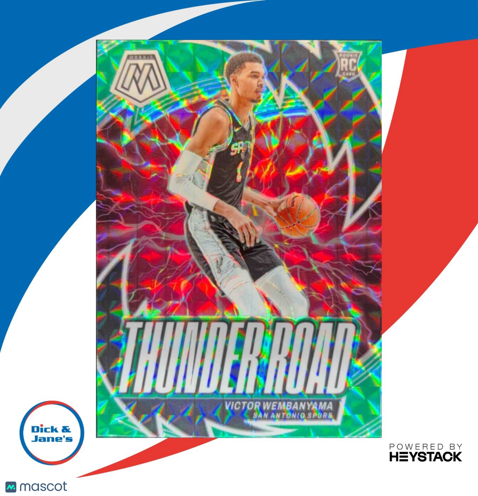 2023-24 Panini Mosaic Victor Wembanyama Thunder Road Green RC San Antonio Spurs