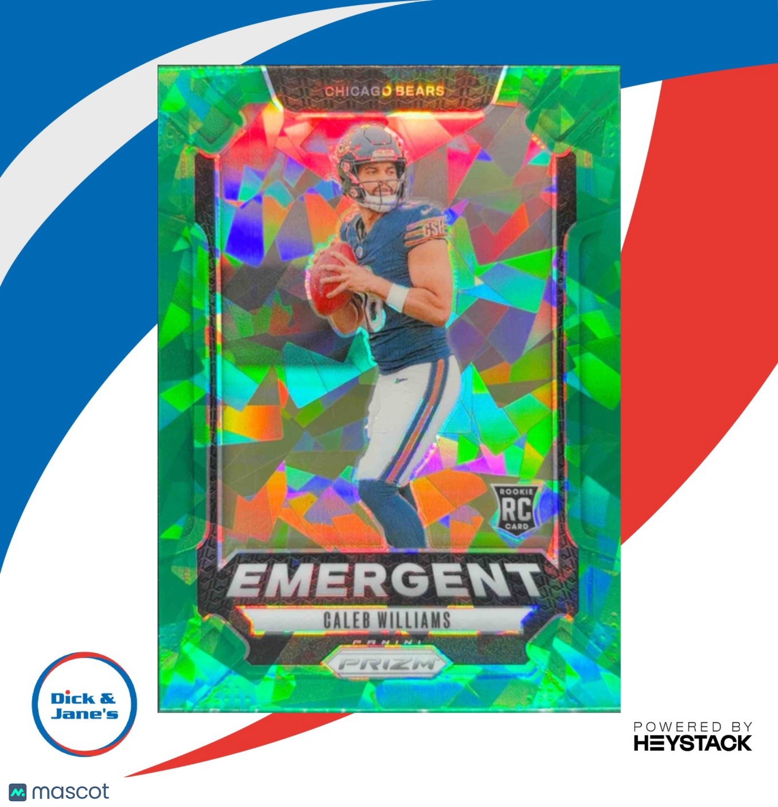 2024 Panini Prizm Caleb Williams Emergent Green Ice #1 RC Chicago Bears