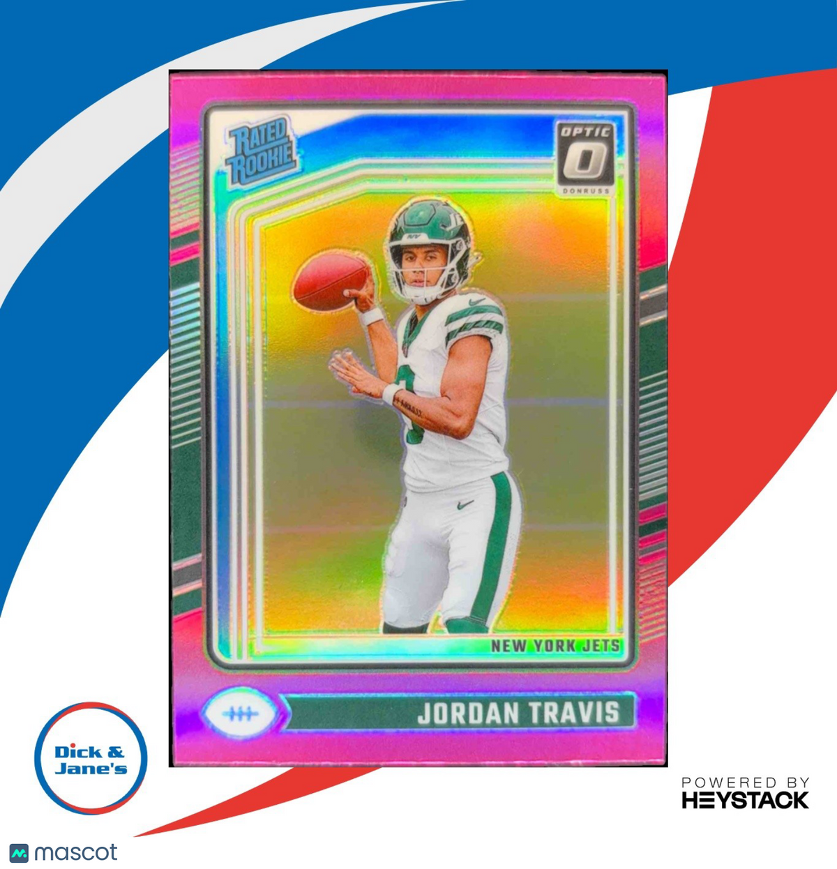 2024 Panini Donruss Optic Jordan Travis Pink #260 Rated Rookie New York Jets
