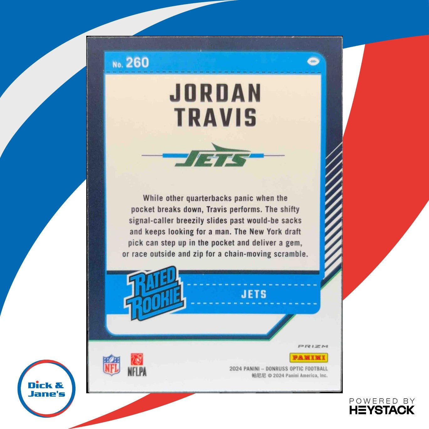 2024 Panini Donruss Optic Jordan Travis Pink #260 Rated Rookie New York Jets