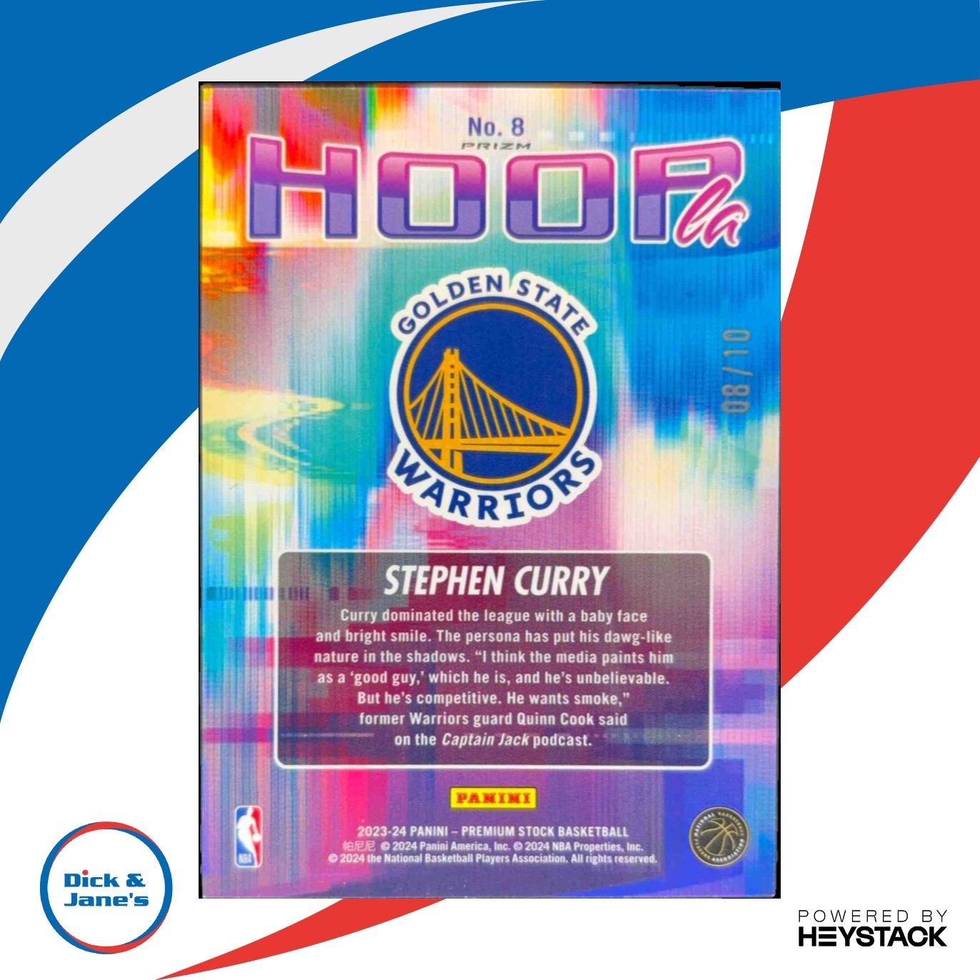 2023-24 Hoops Premium Stock Stephen Curry Hoopla Gold Ice SSP 08/10