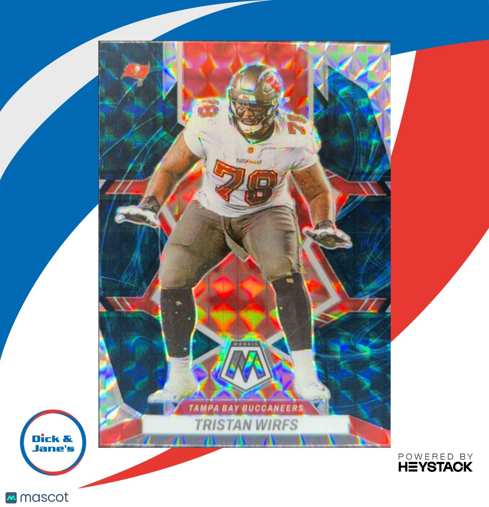 2022 Panini Mosaic Tristan Wirfs Choice Peacock #186 Tampa Bay Buccaneers
