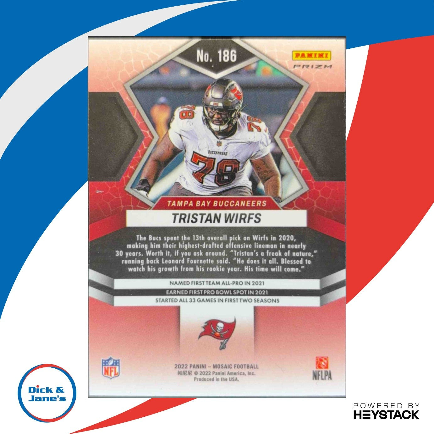 2022 Panini Mosaic Tristan Wirfs Choice Peacock #186 Tampa Bay Buccaneers