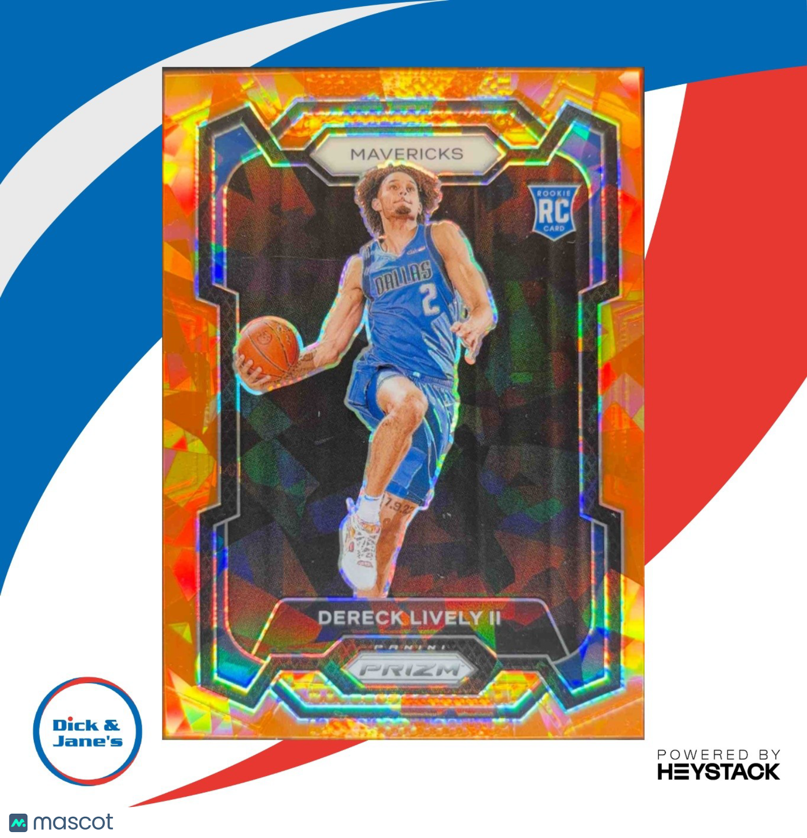 2023-24 Panini Prizm Dereck Lively II Prizms Orange Ice #163 RC Dallas Mavericks