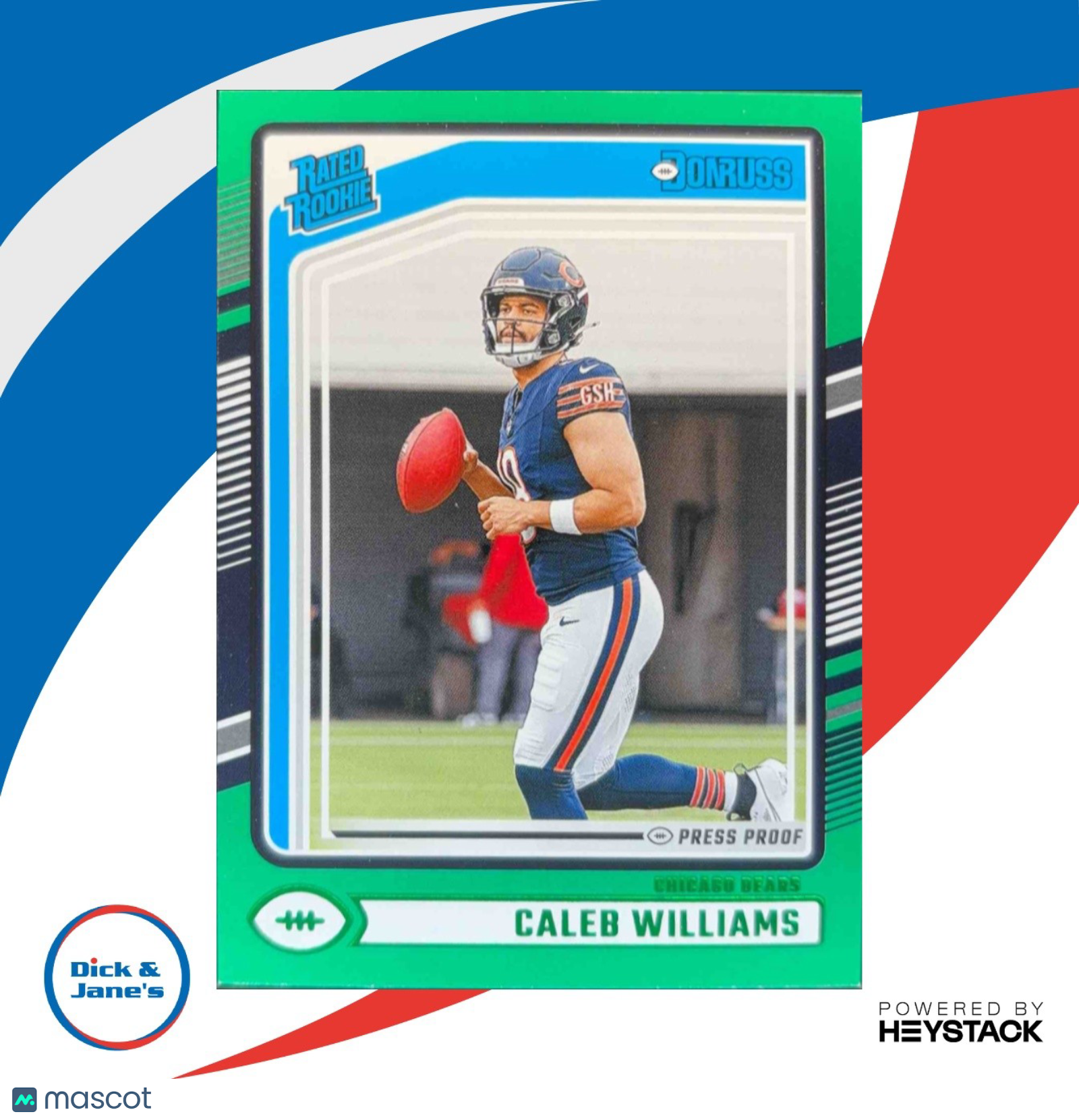 2024 Panini Donruss Caleb Williams Press Proof Green Rated Rookie Chicago Bears